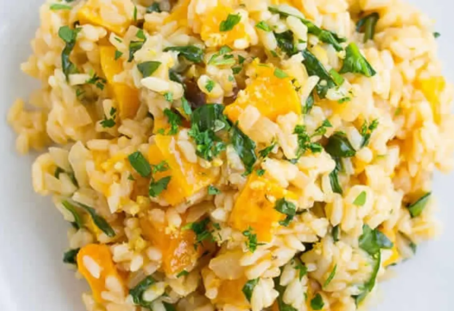 Risotto aux épinards, patate douce et fromage